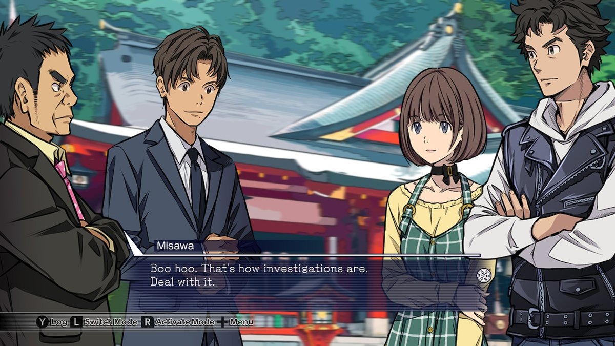 JustGreenOne's tweet photo. So far this mystery visual novel has been very lite on logic puzzle / point & click elements when compared to a series like Ace Attorney. You collect clues to progress, but there's no inventory to manage since evidence is automatically used when needed.
#RootFilm #NintendoSwitch https://t.co/a4l4cBnHu6