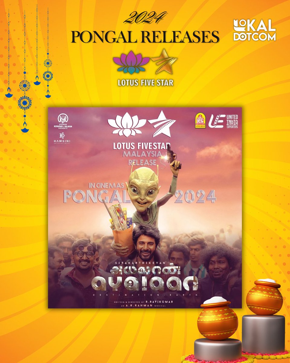 lokaldotcom's tweet photo. Pongal 2024 Moviemania - Huge and exciting Movie lineups is coming. 

@mskcinemas - #CaptainMiller #Mission #Gunturkaaram #NaaSaamiRanga

@LFSCinemasMY - #Ayalaan 

@dmycreationoffl - #Saindhav

#SurayaFilem - #MerryChristmas https://t.co/elF6YRAA0x