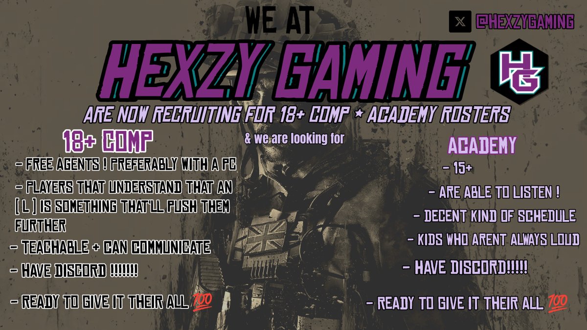HexzyGaming's tweet photo. ATTENTION ALL FREE AGENTS: IF YOU FEEL YOUR TALENTS HAVE GONE UNNOTICED... THEN WORRY NO MORE !!

WE WILL BE HOSTING A RECRUITING EVENT FROM
(1-7-24) TO (1-10-24)

PLEASE... GIVE IT YOUR ALL!!!
 
IF YOU OR SOMEONE YOU KNOW MAY BE INTERESTED DM US !  OR COMMENT BELOW

LETS WORK 🥶 https://t.co/jx9R4oCXvM