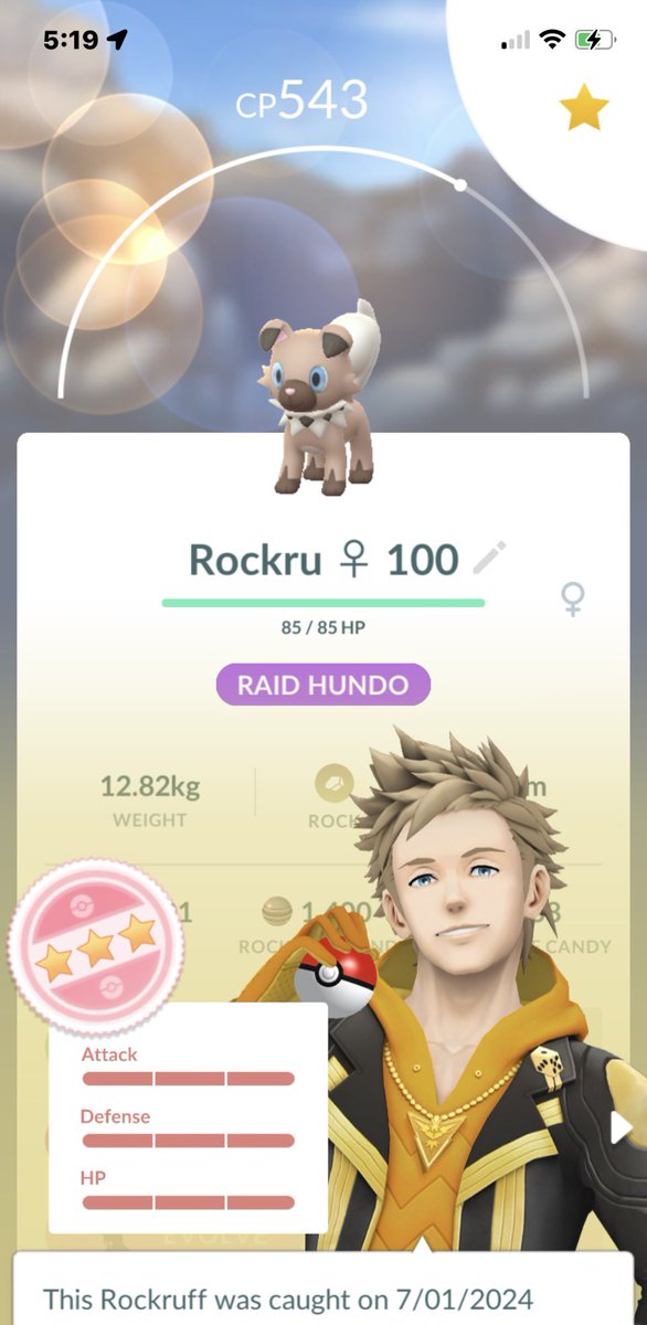 blankandclear's tweet photo. Haven’t bothered with trying to hatch Rockruff this event but decided to remote raid one with a free pass and it was a hundo. Unfortunately, I didn’t get the “chance” to evolve to Dusk Form Lycanroc. 🤷🏻‍♂️

* My first raid hundo in 11 days short of a year.

#PokémonGO 

#RaidHundo https://t.co/W8OqtIaZef