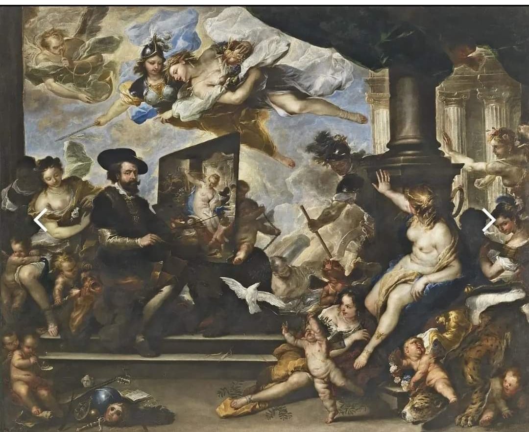 antonDeChiara's tweet photo. “Si usa uno specchio di vetro per guardare il viso e si usano le opere d'#arte  per guardare la propria anima.”

George Bernard Shaw

Luca Giordano 
Rubens dipinge l'allegoria della pace
1660
Museo del Prado , Madrid https://t.co/Rx4ilNKFwX