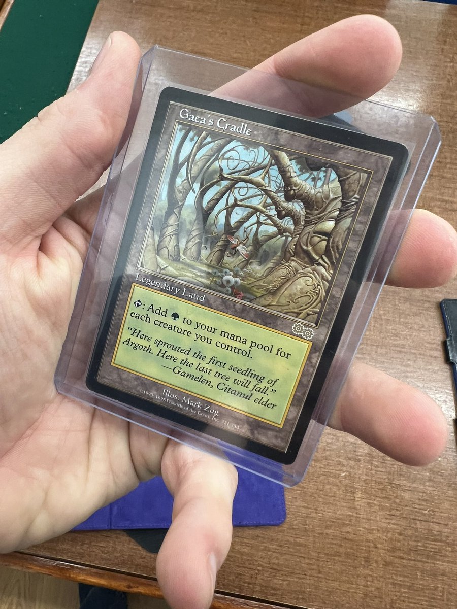 cubelover42's tweet photo. So…uhh…I won a Gaea’s Cradle for my cube today in the all-rare Chaos draft at The Hobby Horse 😱
Somehow managed to get White Plume Adventurer 6th pick in pack one and it won me about half the games I won. #notcorrect 
Absolute banger of a day 🙌🏻 https://t.co/C429qRrpO7