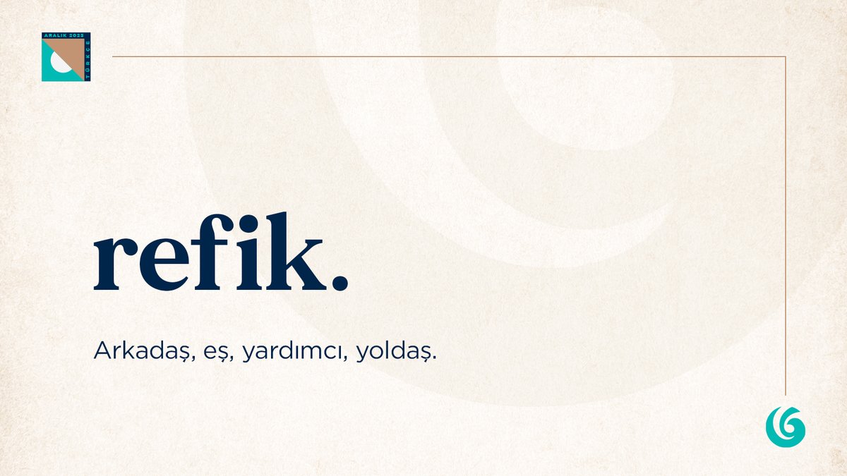yeeorgtr's tweet photo. Arapçadan dilimize geçen refik; arkadaş, eş, yardımcı, yoldaş anlamına gelir. Arapça “rfk” kökünden türetilmiştir. Rıfkı, refakat, refika gibi sözcükler de refik ile aynı kökten gelmiştir.

#YunusEmreEnstitüsü #Refik #gününsözü https://t.co/aLqxSEaYKa