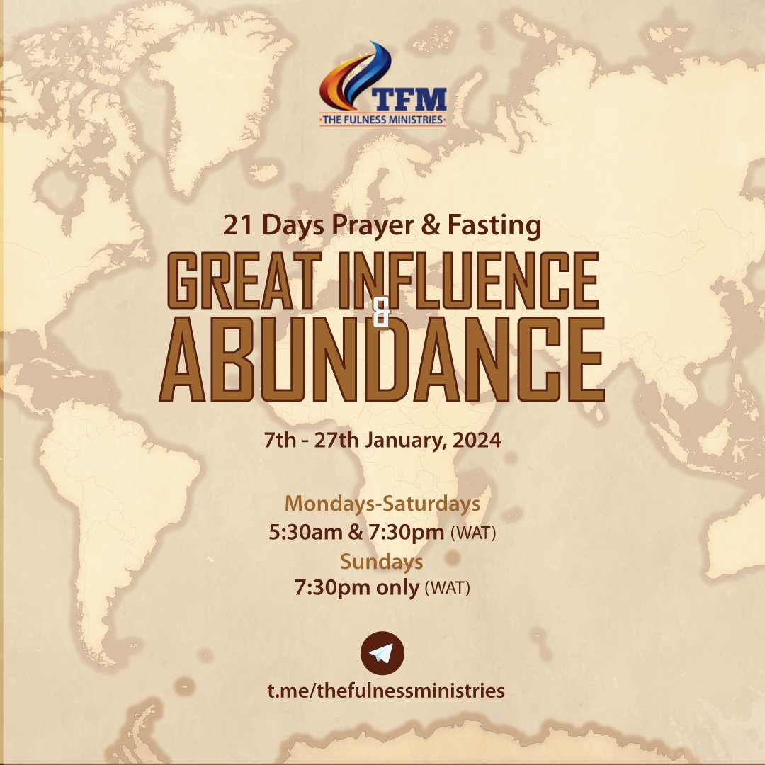 TheFulnessMini1's tweet photo. Welcome to the first day of 21 days of prayer and fasting!
Get your expectations ready and be prepared to lay hold on sent words.
Use this link to join prayers at 7:30pm: https://t.co/3s3BObes6G
Great Influence and Abundance are yours!
#2024
#SentWords
#Influence
#Abundance https://t.co/wdtAY33niB
