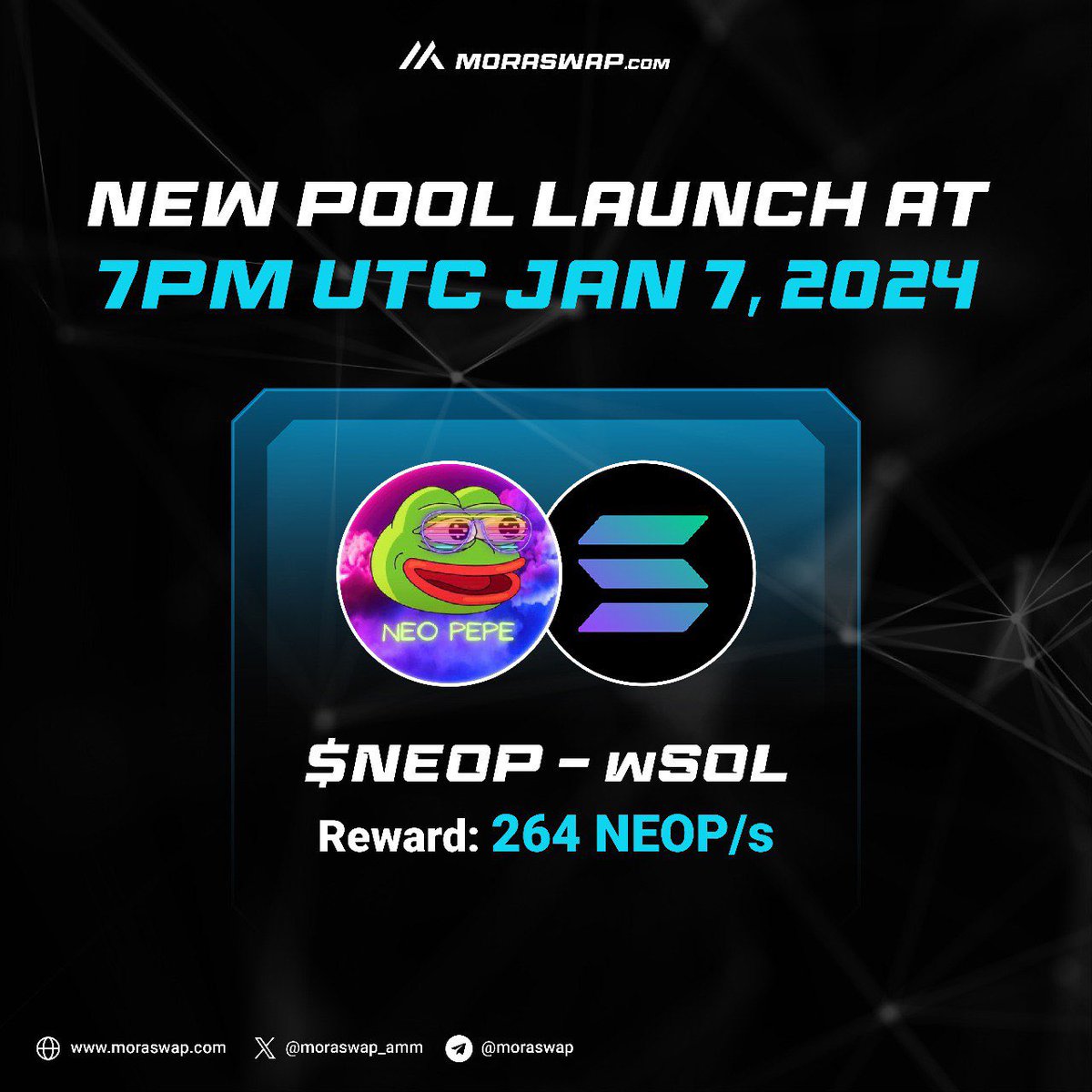 neopepe_neon's tweet photo. We are Launching together with #Moraswap a $SOL/#NEOP Farm! 🌾
Go: https://t.co/cAOaar930E
🎉 Mega Giveaway:
10 Winners
5 Mil $NEOP each
1. Follow @neopepe_neon & @moraswap_amm
2. Join our TGs: https://t.co/mYge0PHqHc & https://t.co/vL3rAkoYsw
3. Tag 3 friends
End: 31-Jan-24 https://t.co/ckW0Uretq7