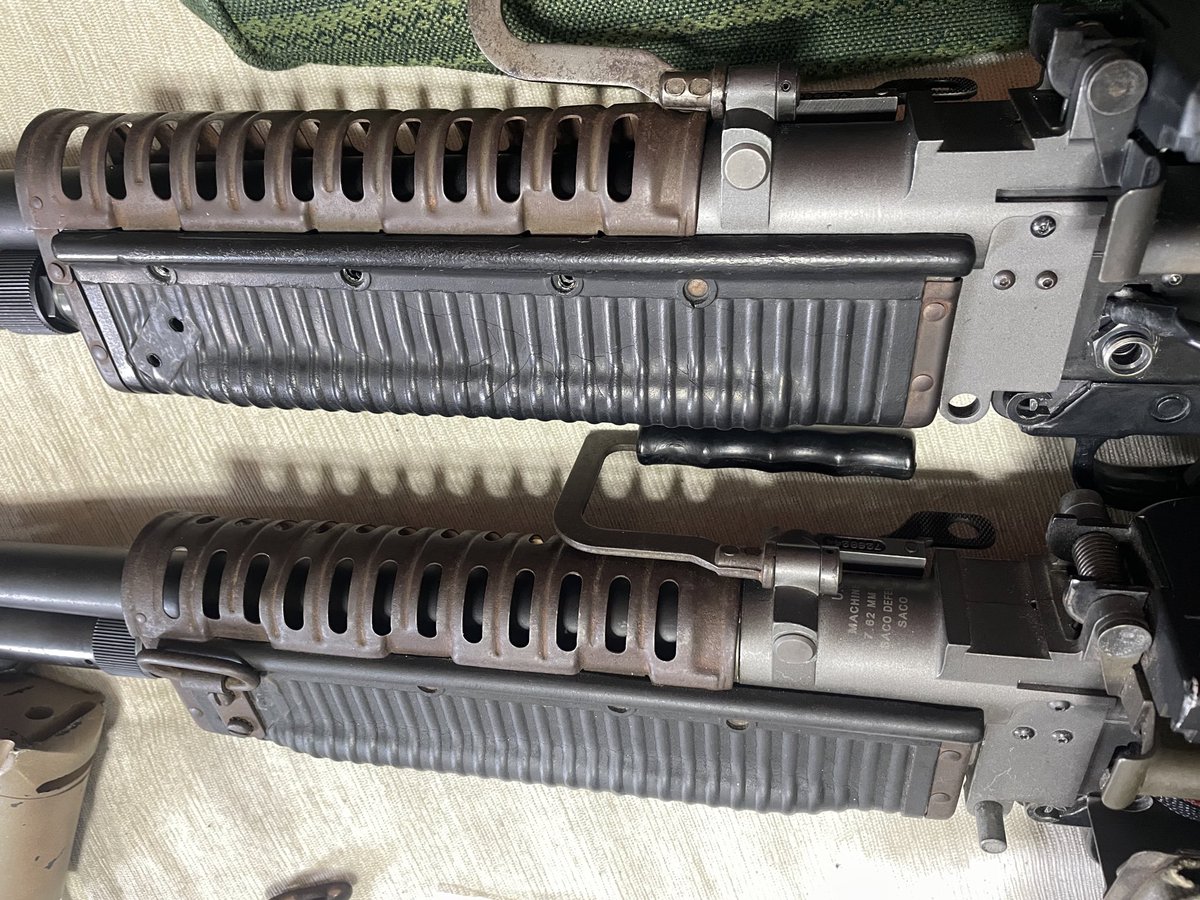 cobra6221's tweet photo. 廃棄品の潰れた実物M60ハンドガード。
なんとか修正でき取付できるまでになりました!大変だったけど何とかなるもんですねぇ😌一安心。
#BMINDUSTRY
#M60 https://t.co/9W2F0SLmol