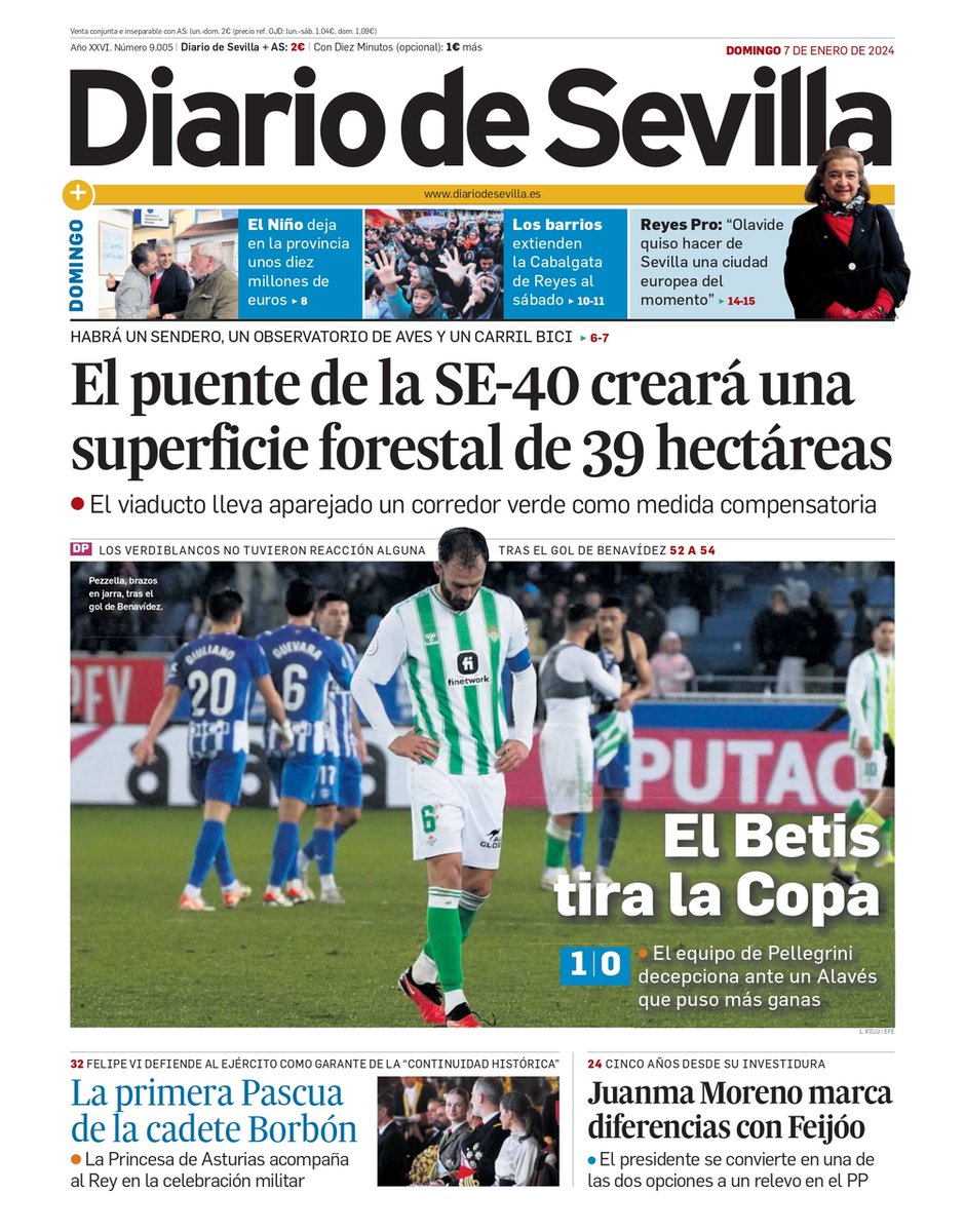 diariosevilla's tweet photo. ¡Buenos días! Aquí tenéis la portada de @diariosevilla de este 07 de enero de 2024 #FelizDomingo #Sevilla https://t.co/8nfzxwJJJq https://t.co/IYOmKA9FW3