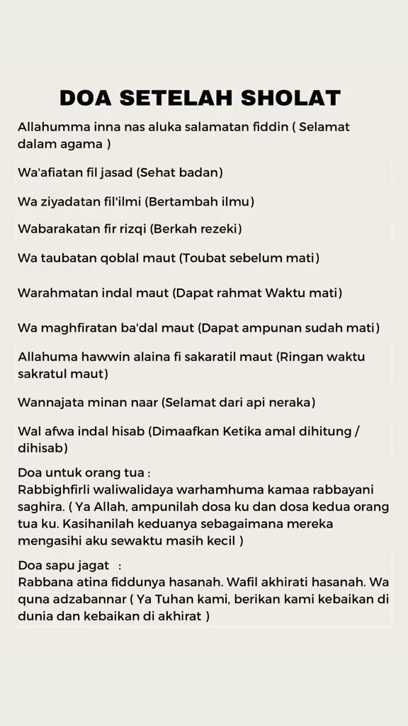 Doa setelah sholat✨