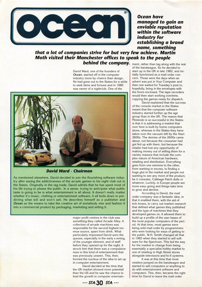 MarkRJones1970's tweet photo. Here we have part 1 of an article on #OceanSoftware I've never seen before from the Jan 1989 issue of #STAction magazine. We have Kieran Hawken (!) to thank for this as I saw him flicking through this mag in 1 of his videos!! We only got a glimpse so I hunted it down and found it https://t.co/oJEyQxu91k