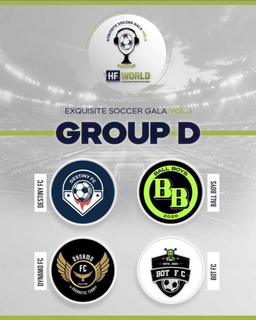 fc_destiny's tweet photo. π¨ GET IN ||
Group D of the Exquisite Soccer Gala Vol3.
Fixtures
We will welcome @Dynamo_fc01 at home in our opening match of the Group D.
We will travel away as we will play @ballboysfunaab at home.
Finally, we will meet @botfc as they host US at home
#ESGvol3 #DestinyFC ποΈπ https://t.co/IPelaN2qmw
