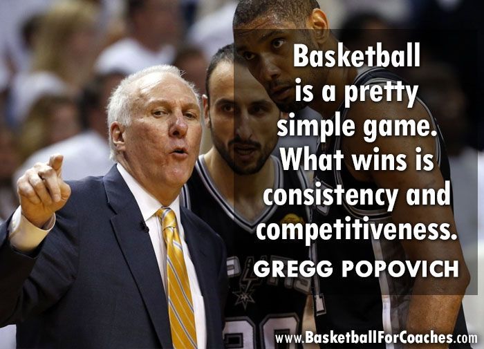 "Basketball is a pretty simple game.

What wins is consistency and competitiveness"

– Gregg Popovich