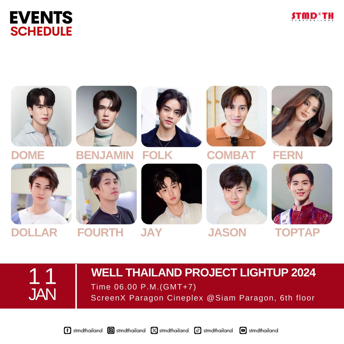 stmdthailand's tweet photo. SCHEDULE | 11 JAN 2024

มาเจอกันได้ที่งาน WELL THAiLAND Project LightUp 2024 @siam paragon ตั้งแต่เวลา 18.00 น. เป็นต้นไป

#wellthailandprojectlineup2024
#stmdtailand https://t.co/lRTHzWhBQD
