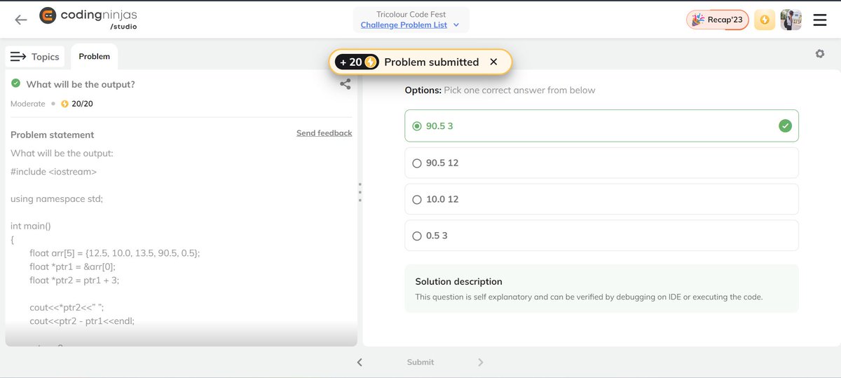 Coder_Shelby_7's tweet photo. Completed #Day4 from #24DaysOfCode - 𝐓𝐫𝐢𝐜𝐨𝐥𝐨𝐮𝐫 𝐂𝐨𝐝𝐞 𝐅𝐞𝐬𝐭 _ @CodingNinjasOff
Excited to grap some good practise over technical knowledge ....   

#buildinpublic #ProblemSolving #100DaysOfCode https://t.co/sYDJqVxwK1