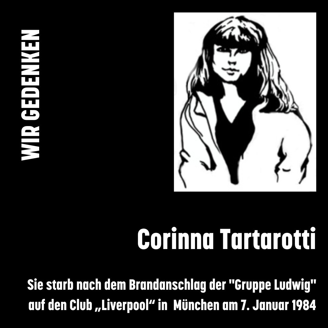 nsuwatch's tweet photo. Vor 40 Jahren, am 7. Januar 1984, verübte die neonazistische „Gruppe Ludwig“ einen Brandanschlag auf den Club „Liverpool“ in München. Corinna Tartarotti erlitt dabei schwere Brandverletzungen, denen sie am 27. April 1984 erlag. #KeinVergessen
Hintergründe: https://t.co/YUgFjjpsep https://t.co/Sdu2boplz1