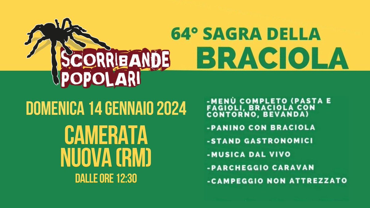 Scorribande's tweet photo. Evento annuale con il quale Camerata Nuova festeggia il suo compleanno con una manifestazione tradizionale legata alla braciola di pecora
https://t.co/MvW4yQyIFL
Dalle 12:30 Festa a Ballo con la Compagnia Scorribande
#pizzica #tammurriata #tarantella #saltarello #DanzePopolari https://t.co/tGQcvXg7YU