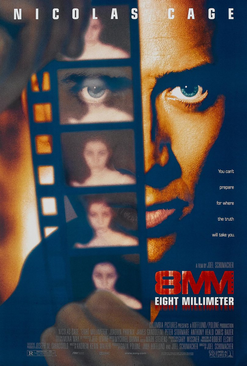 #MOVIE OF THE DAY

8MM 

Private detective #NicolasCage is enlisted by a wealthy widow to verify the authenticity of an #8MM film depicting the murder of a girl @jphoenixupdates #JamesGandolfini @realchrisbauer @TheStormare #AnthonyHeald @wwwbigbaldhead #JoelSchumacher @debsford