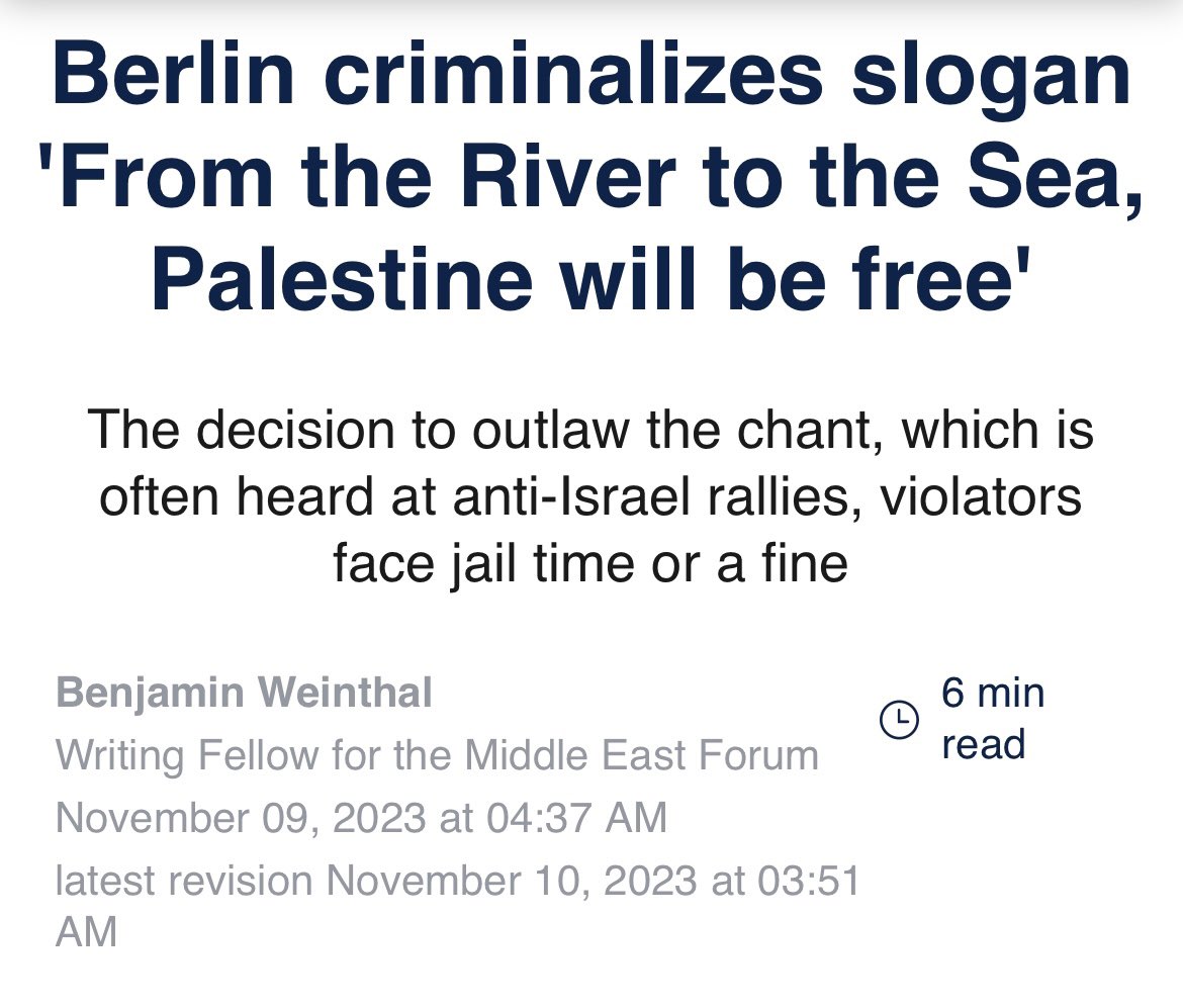 gregjstoker's tweet photo. You had better get some new legislation fired up because check this out:

‘From the Sea to the River, Palestine will be Delivered.’ 

That was a whole lot of effort for nothin’

Question for the German Government: 

Do we need to do round three? I SAID, DO WE NEED TO DO ROUND THREE?!?!