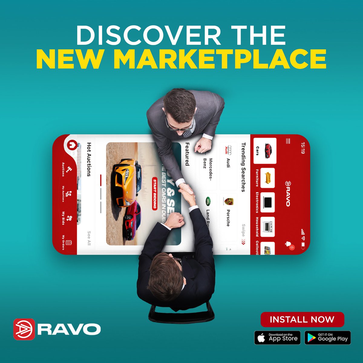 ravo_app's tweet photo. Explore RAVO, the innovative auction platform in the UAE, transforming the way you buy and sell.

#preownedmarketplace #buypreowneditems #ravo #dubai #auction #auctionapp #apps #appstore #preowned #uaeshopping #shopping https://t.co/Rs5cMCc3YM