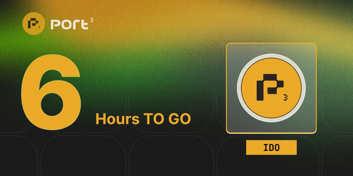 🔔 6 Hours to go!!

$𝐏𝐎𝐑𝐓𝟑 𝐈𝐃𝐎
📅 Date: January 7, 2024
⏰ Time: 14:00 UTC