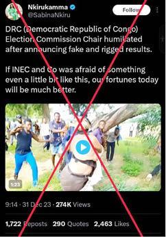 Video does not show DRC’s electoral commission’s president lynched - Daily Trust dailytrust.com/video-does-not…