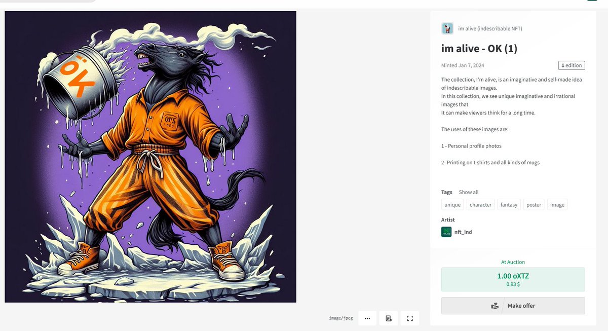 nft_ind's tweet photo. im alive - OK (1) at AUCTION 🧲🔨

link : https://t.co/iIqixeAduQ

#NFTs #Tezos #NFTCommunity #Auctions https://t.co/w5gChwBFjX