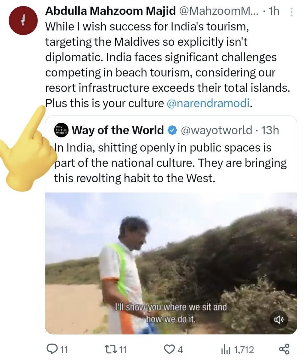 Came across comments from prominent public figures from Maldives passing hateful and racist comments on Indians. Surprised that they are doing this to a country that sends them the maximum number of tourists. We are good to our neighbors but why should we tolerate such