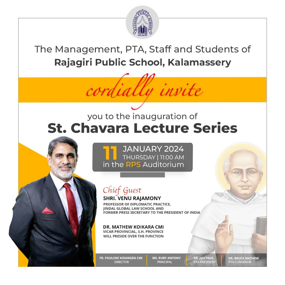 Will be speaking at the Inauguration of St. Chavara Lecture series at Rajagiri Public School, Kalamassery.

#stchavara #kalamassery #rajagirischool