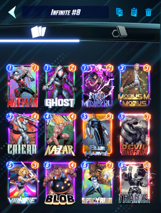 _NaranjoC's tweet photo. One of the easiest infinite climb so far. all with this deck, and my favorite Card: Thanos

Ty @RegisKillbin  for the Video!

#MarvelSnap @SnapDecks  @MARVELSNAP  @MarvelSnapDecks   @MarvelSnapZone  

https://t.co/JpC4fp3SvQ https://t.co/jX7T2R1nCD