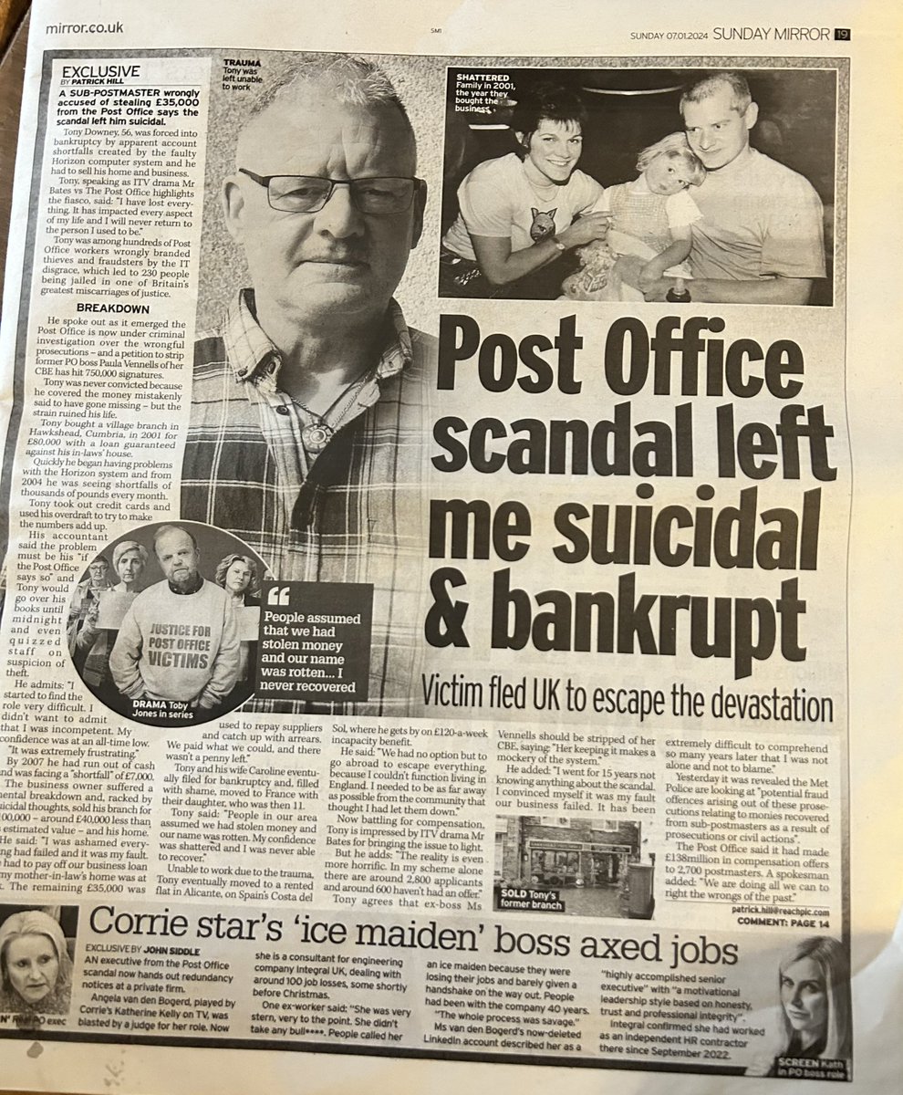 Tony (@tonydowney67) on Twitter photo I am just one of the thousands affected by this scandal . .if only <a href="/PostOffice/">Post Office</a> would stick to its word and put everyone back in the position they should be in and without the current battle <a href="/Patrick_Hill_/">Paddy Hill</a> <a href="/hudgellsol/">Hudgell Solicitors</a>
#MrBates #MrBatesvsPostOffice #PostOfficeScandal I am just one of the thousands affected by this scandal . .if only <a href="/PostOffice/">Post Office</a> would stick to its word and put everyone back in the position they should be in and without the current battle <a href="/Patrick_Hill_/">Paddy Hill</a> <a href="/hudgellsol/">Hudgell Solicitors</a>
#MrBates #MrBatesvsPostOffice #PostOfficeScandal