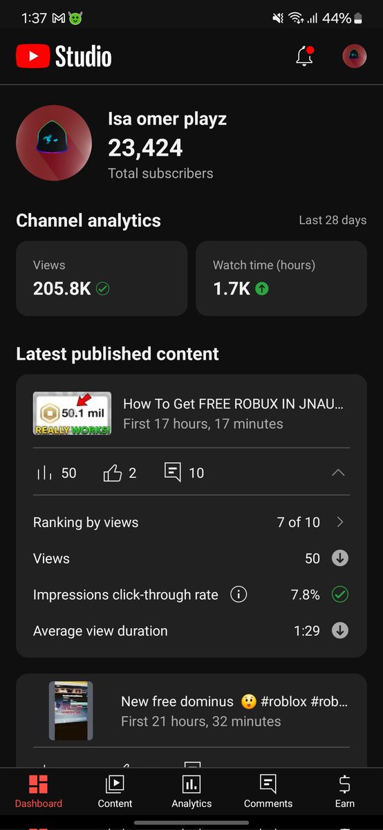 IsaSaad15's tweet photo. @YouTubeCreators 
Hello youtube team 
I have gained 1.7k watch time but it Is not updating here is the picture pls fix as soon as possible https://t.co/QABNkfh1f9