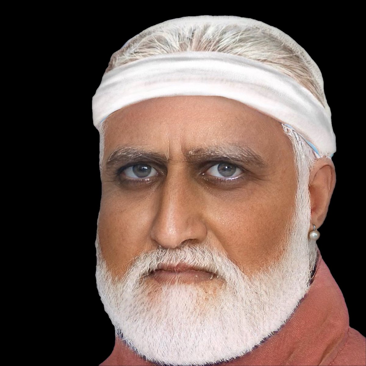 KhikmatPulatov's tweet photo. Using AI, we’ve reconstructed a face from the Afrasiab murals’ South Wall. This figure, possibly a Sogdian envoy. Now visible: grey hair, blue eyes, a headband, and a pearl earring. #HistoricalAI #AfrasiabMural #Afrasiab https://t.co/AEDX2Z6bwG