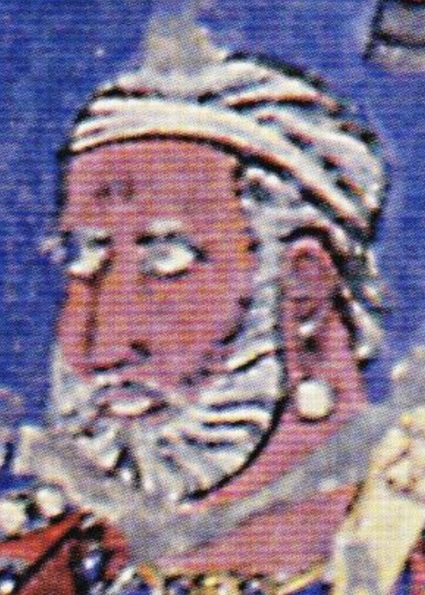 KhikmatPulatov's tweet photo. Using AI, we’ve reconstructed a face from the Afrasiab murals’ South Wall. This figure, possibly a Sogdian envoy. Now visible: grey hair, blue eyes, a headband, and a pearl earring. #HistoricalAI #AfrasiabMural #Afrasiab https://t.co/AEDX2Z6bwG
