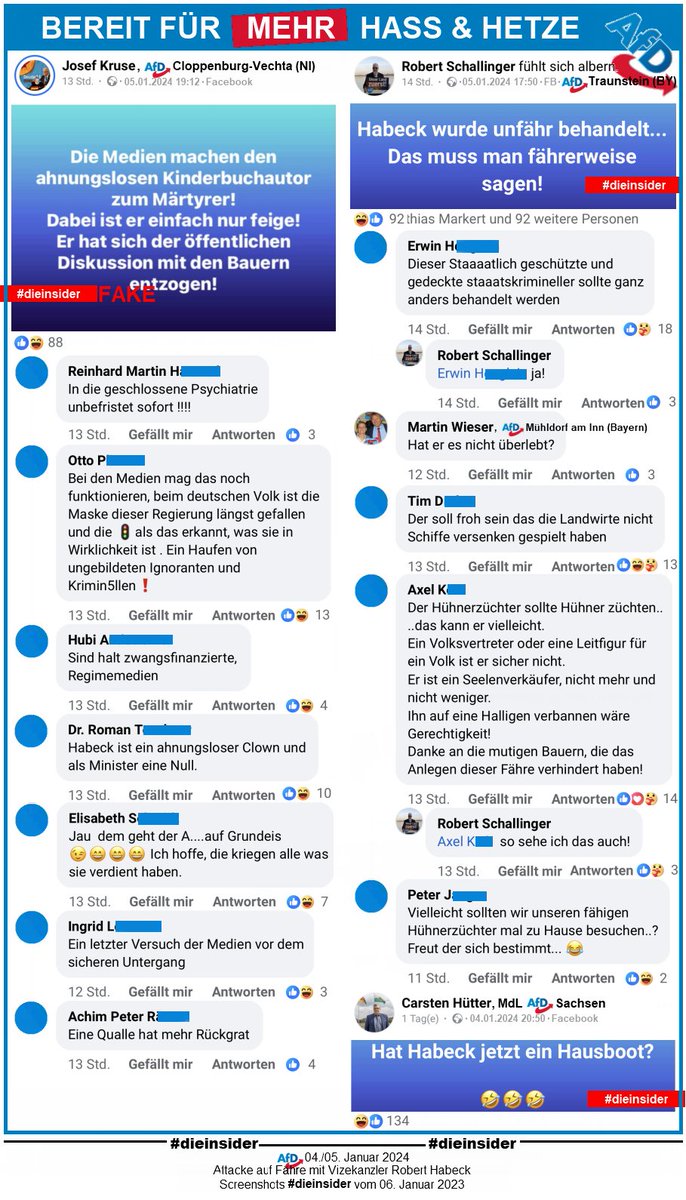 Die_Insider's tweet image. Was die #AfD unter Demokratie versteht und was sie am liebsten mit Robert Habeck und anderen Politikern machen würde, zeigen wir euch hier.

Die #AfD ist eine Gefahr für unsere freiheitlich demokratische Grundordnung.

#Bauernproteste #Schluettsiel #Fähre #AfDVerbot 
#DieInsider