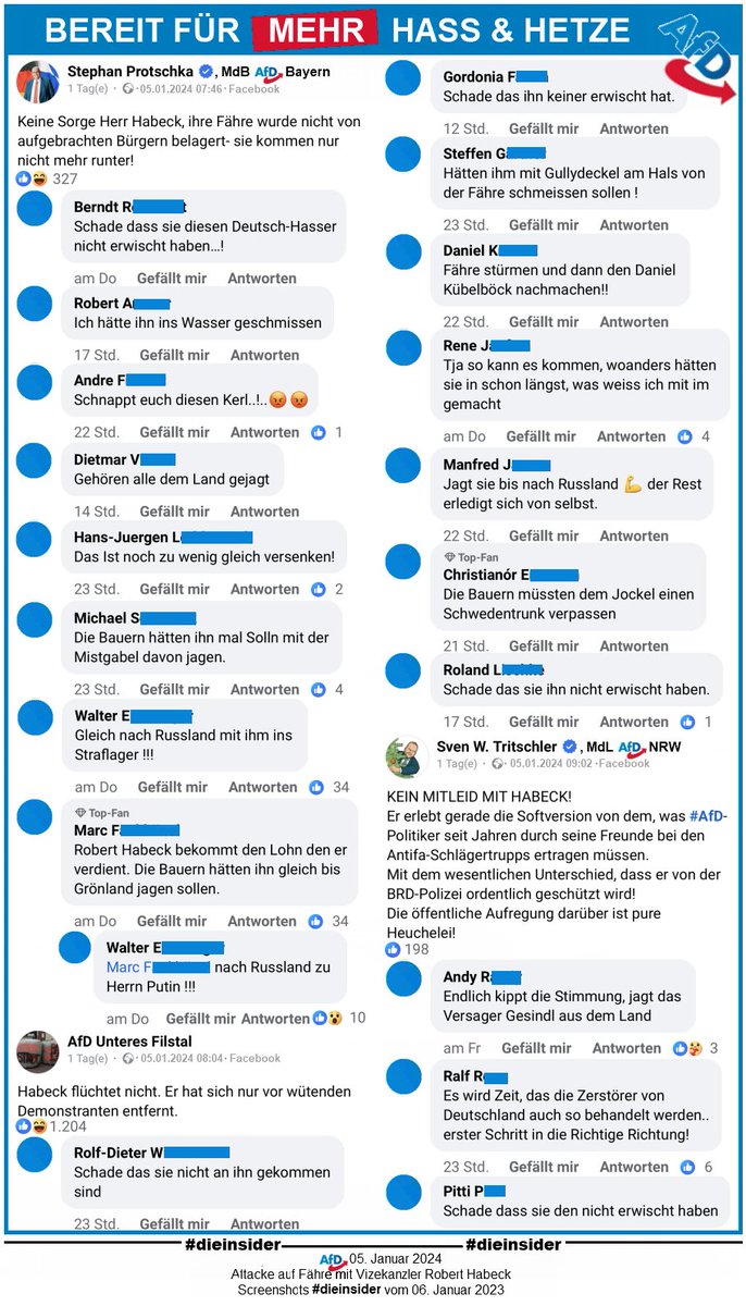Die_Insider's tweet image. Was die #AfD unter Demokratie versteht und was sie am liebsten mit Robert Habeck und anderen Politikern machen würde, zeigen wir euch hier.

Die #AfD ist eine Gefahr für unsere freiheitlich demokratische Grundordnung.

#Bauernproteste #Schluettsiel #Fähre #AfDVerbot 
#DieInsider
