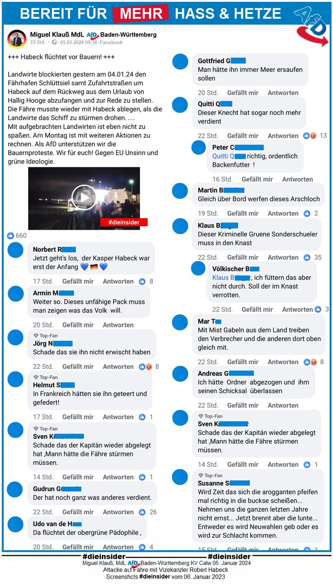 Die_Insider's tweet image. Was die #AfD unter Demokratie versteht und was sie am liebsten mit Robert Habeck und anderen Politikern machen würde, zeigen wir euch hier.

Die #AfD ist eine Gefahr für unsere freiheitlich demokratische Grundordnung.

#Bauernproteste #Schluettsiel #Fähre #AfDVerbot 
#DieInsider