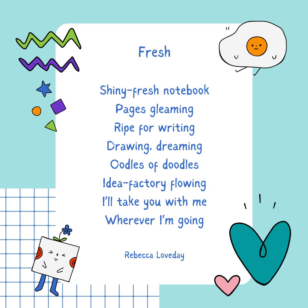 A little poem sparked by @TheToyPress word of the week, 'Fresh'. Cute doodle-y Canva template is by depadepi. #wordoftheweek #poetryforkids #poetry