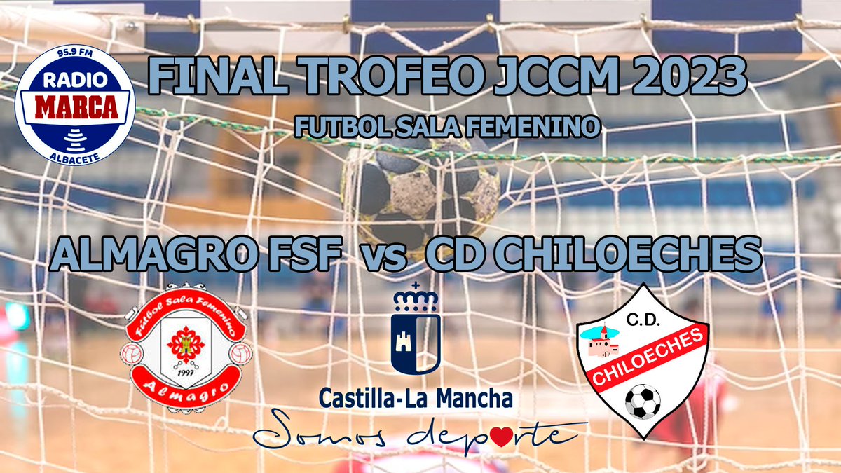 RadioMarcaAB's tweet photo. ⚽Día de partido!! Finales del Trofeo JCCM de Fútbol Sala @deportesclm
💥 @AlmagroFSFclub vs @CDChiloeches ➡️ 17 h
💥@VinaAlbaliFS  vs @ManzanaresFS ➡️ 19:30 h
🎙️Narración Alfonso López y @tochecini
🔝 Comentarios @luisfede11 
📻 Facebook, YouTube, Twitch
😍¿Nos acompañas? https://t.co/siunbhHMK1