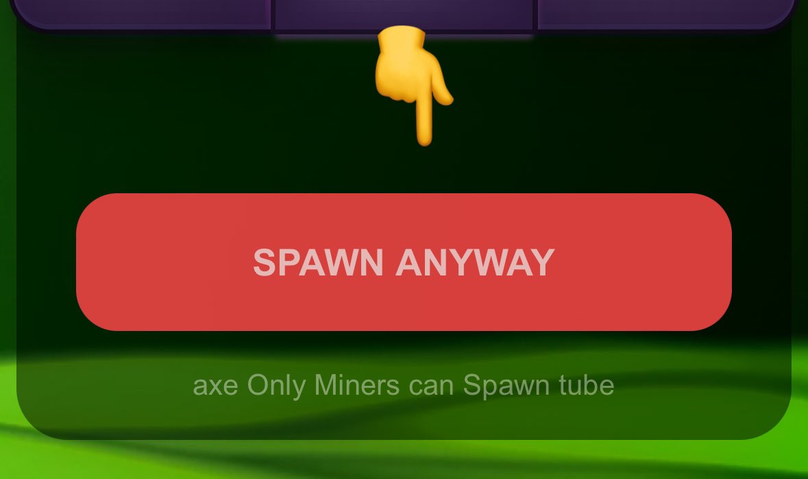 engiNERDart's tweet photo. My new favorite #swapanyway
โAxe Only Miners can Spawn Tubeโ. Idk wtf this is?!?! https://t.co/s3eXhrVVIu