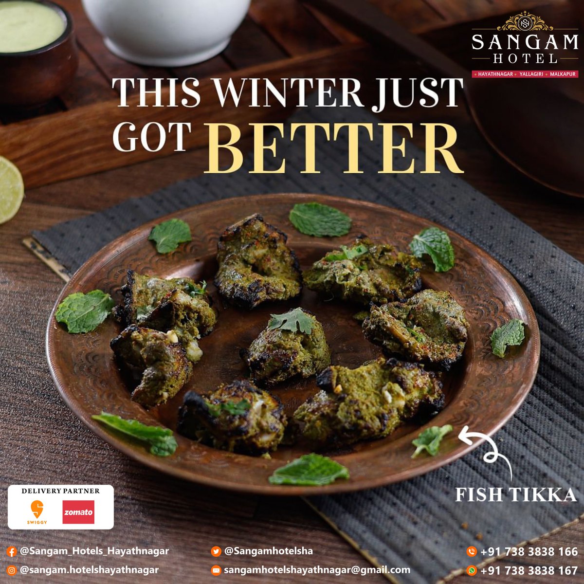 Sangamhotelsha's tweet photo. THIS WINTER JUST GOT BETTER FISH TIKKA @sangamhotelshayathnagar

#fishtikka #food #fish #delicious #dinner #indianfood #delhifoodie  #crispy #muttonkebab #sunday #fried #india #hayathnagar #lbnagar #hyderabad #ramojifilmcity #hyderabadtovijayawada #sangamhotelshayathnag https://t.co/kLnBB1ZXdA