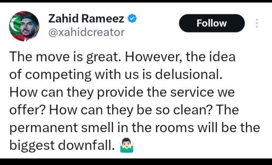 Smell?? Permanent smell?? What!!! Suffering from massive Muslim phobia, even though belonging to the same community. Lakshadweep consists of 98 percent of Muslim population, this prominent public figure from Maldives calling them smelly and lowly is rather racist and uninformed.