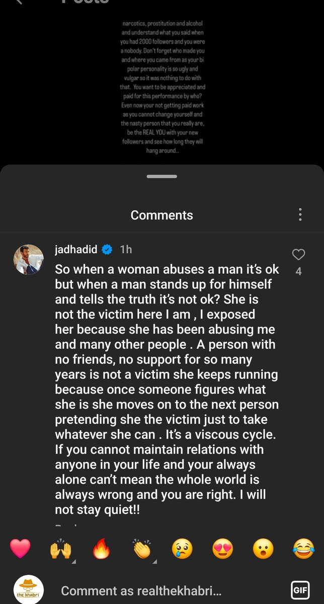 #JadHadid reacts on our instagram post, this is what he wrote. Still NO MATTER WHAT we cannot use these derogarity words on social media for anyone