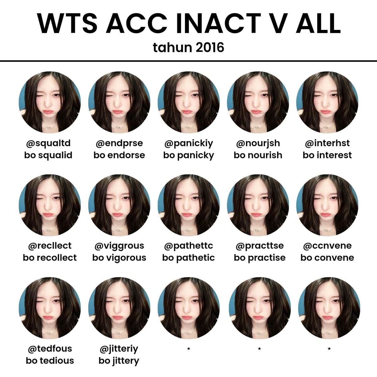 Lustroustore's tweet photo. WTS ACC KOSONGAN V ALL Y16 

⋆ v email + no ( no mastif )
⋆ bertweet puluhan
⋆ masuk mt,ht hrs dimainin dlu, ketentuan dr elon
⋆ dpt data email
⋆ go green ( -ssb gnti @ )
⋆ usn mulchar

💸 10k (Dana, Qris) 
☎ https://t.co/9BSnr5Ve1y
#zonauang #zonajajan https://t.co/ev8yYaVbQ3