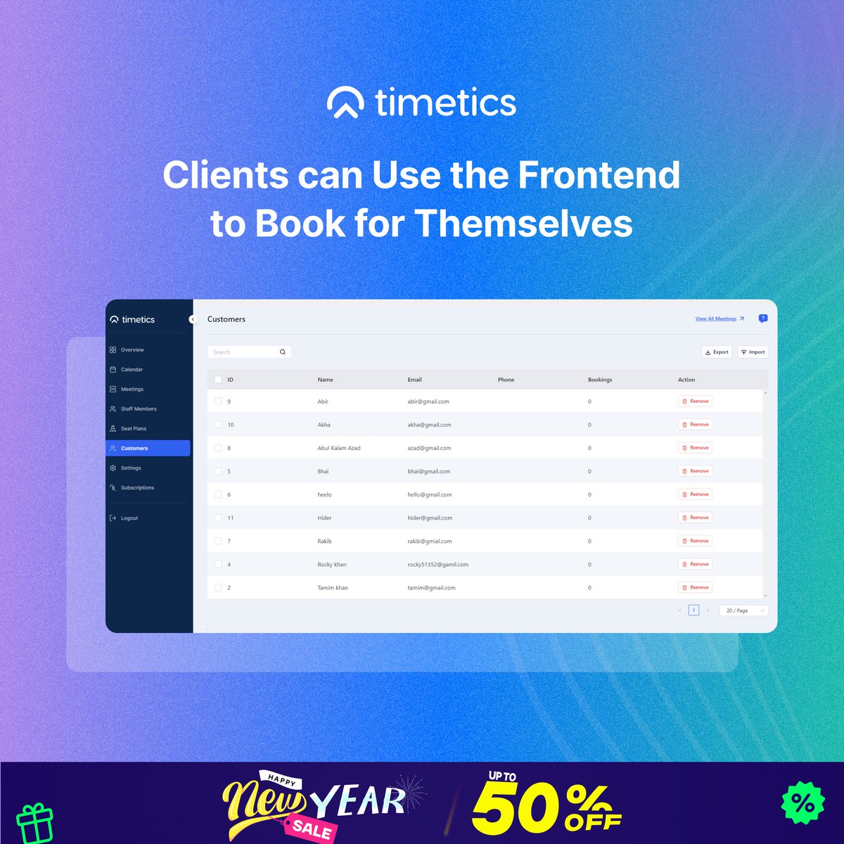 gotimetics's tweet photo. Timetics helps our clients book for themselves whenever they need to by using the frontend. ✨

50% OFF in the New Year Sale on the Life-Time Deal👉 https://t.co/5FsjgqGAFD

#SaaS #Timetics #Clients #Booking #Frontend #NewYear #Deals #Sale #Savings https://t.co/DNf69k4MJT
