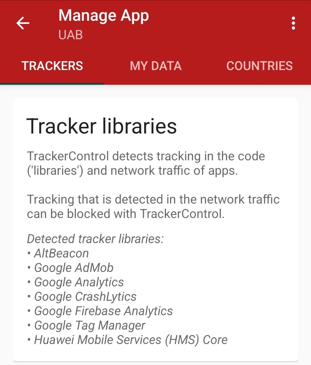 aniol's tweet photo. Obrir la nova aplicació de la @UABBarcelona i que em salti l'avís de #TrackerControl https://t.co/vdWb1RGwdm sobre tots els rastrejadors que s'han detectat. 🤔 https://t.co/C5sFdXoOXw