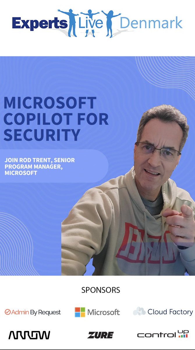 Experts Live Denmark (@expertslivedk) on Twitter photo 📣 Unified XDR and SIEM and Copilot for Security - Modern SecOps Management 👈
📢 Join us to learn from Rod Trent <a href="/rodtrent/">Speaker 25</a> , Microsoft Senior Program Manager, Cyber Security and AI.
📅 March 20, 2024 in Copenhagen/Lyngby)
👉 Get your ticket events.justattend.com/events/confere… 📣 Unified XDR and SIEM and Copilot for Security - Modern SecOps Management 👈
📢 Join us to learn from Rod Trent <a href="/rodtrent/">Speaker 25</a> , Microsoft Senior Program Manager, Cyber Security and AI.
📅 March 20, 2024 in Copenhagen/Lyngby)
👉 Get your ticket events.justattend.com/events/confere…