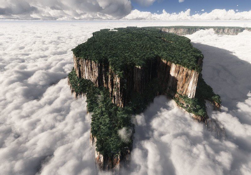 Mount Roraima is a spectacular flat table mountain surrounded by sheer cliffs, creating an island floating in the sky on the plains of the Gran Sabana (the Great Savannah), a large part of southeastern Venezuela. The mountain is the highest of the Pakaraima chain of tepuis in