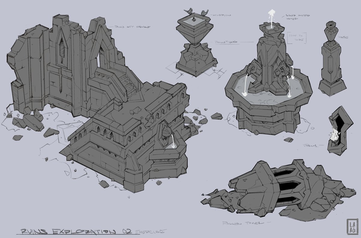 Exercises from last year. sketches + detail of ruins. #conceptart #environmentart #sketches #ruins #art