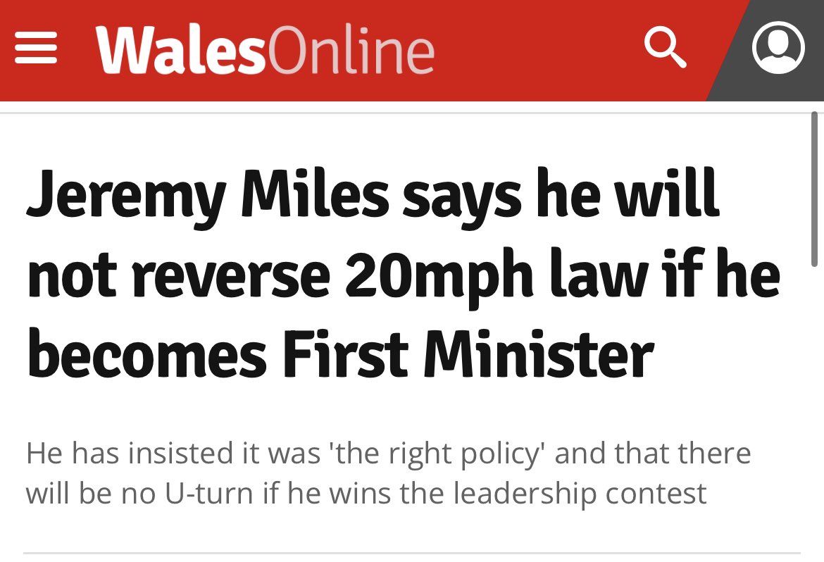 As @VoWalesOfficial said, there is NO WAY Jeremy Miles @Addysg_Cymraeg & @WelshLabour would reverse the 20mph catastrophe put in place by @Amanwy 
Get Labour out! 
@DaveAtherton20 @StanVoWales @RWTaylors @james_freeman__ @CymruUKIP 
walesonline.co.uk/news/wales-new…