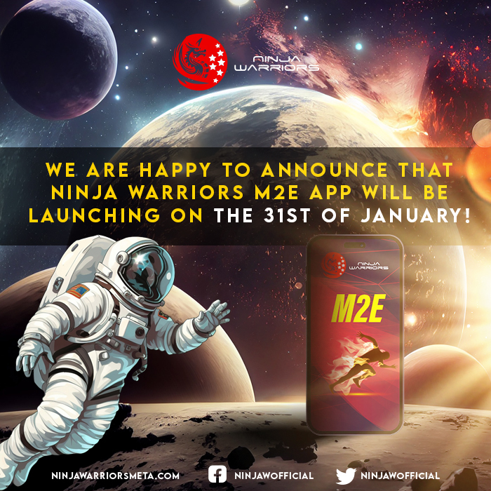 NinjaWarriorsPH's tweet photo. We are happy to announce that the Ninja Warriors M2E App will be launching on the 31st of January. 🔥🚀
Keep an eye out for updates and join us in anticipation of this thrilling milestone. 😎
👉https://t.co/1n6jHagDBB
#M2E #M2EApp #P2E #STEPN https://t.co/Ci3lbd3fOY