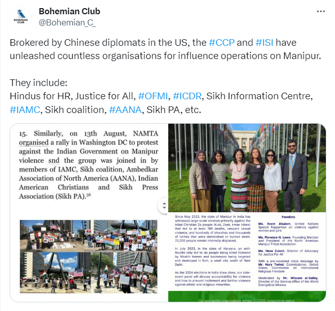 Yumnam Evelyn (@yumnamevelyn) on Twitter photo It is now clear why the Kukis were able to start/continue their War against India for so long. Brokered by Chinese diplomats in US, the #CCP & #ISI have unleashed countless organisations for influence operations on Manipur. <a href="/narendramodi/">Narendra Modi</a> <a href="/AmitShah/">Amit Shah</a> <a href="/adgpi/">ADG PI - INDIAN ARMY</a> #SaveManipur #SaveIndiaš It is now clear why the Kukis were able to start/continue their War against India for so long. Brokered by Chinese diplomats in US, the #CCP & #ISI have unleashed countless organisations for influence operations on Manipur. <a href="/narendramodi/">Narendra Modi</a> <a href="/AmitShah/">Amit Shah</a> <a href="/adgpi/">ADG PI - INDIAN ARMY</a> #SaveManipur #SaveIndiaš